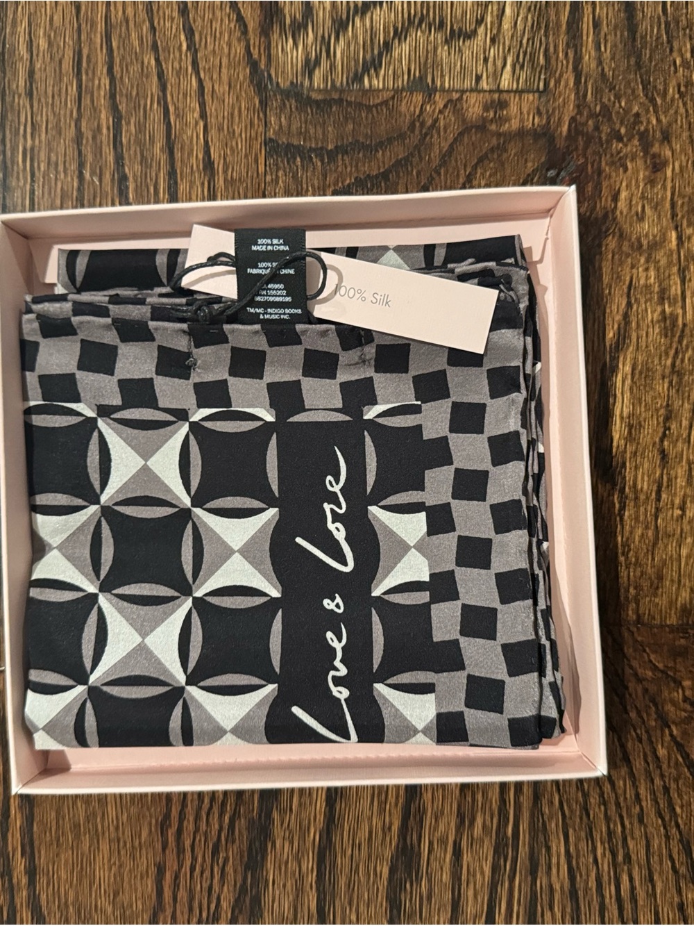 Love and Lore Black and Gray Silk Scarf